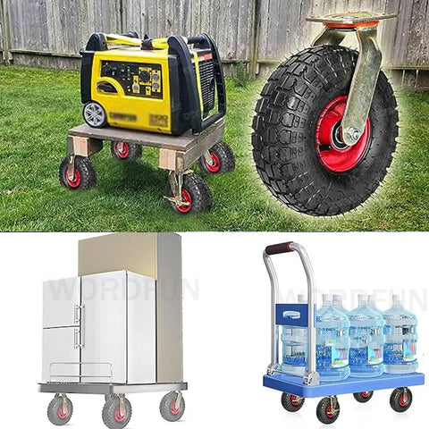 Heavy Duty Swivel Castor Wheels With Brake Trolley Replacement Caster Featuring Natural Rubber Pneumatic Tire on various carts