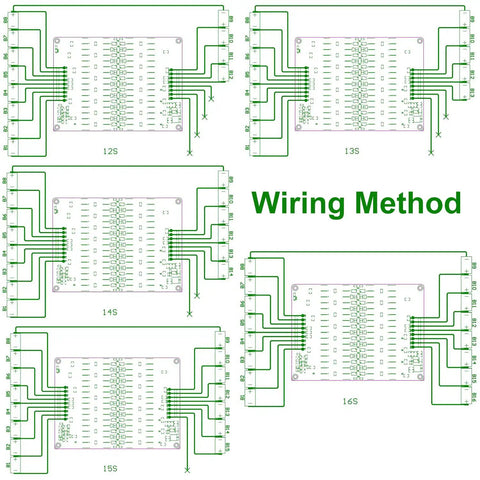 Wiring diagram for Heavy Duty Battery Active Equalizer Balancer Board For 12S 13S 14S 16S Cells With 5.5 Amps power distribution.