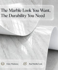 Marble Look Peel And Stick Contact Paper 39 Inch By 118 Inch White Vinyl Wallpaper rolled with reflective surface