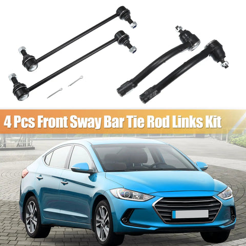 4 Pcs Front Stabilizer Sway Bar Link Set Replacement Beefed Up For Hyundai Elantra 2013 2016 Veloster 2012 2017 Kia Soul 2014 2019 Suspension Kit Outer Tie Rods And Steering Tie Rod End, black steel