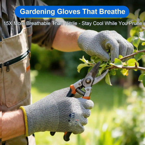 Cut Resistant Work Gloves ANSI A5 EN388 Level 4 Breathable PU Coated Grey Non Marking For Gardening Medium Size