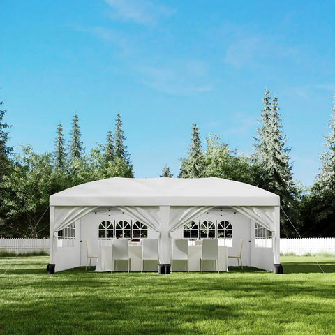 10x20 Heavy Duty Pop Up Canopy With 6 Removable Sidewalls Commercial Wedding Tent And Event Shelter in backyard
