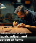 Man using Ultimate 155 Piece Watch Repair Kit For Link Removal Sizing Case Opener Pin Back Removal And Battery Replacement Includes Tools For Strap Adjustment And Band Sizing Perfect For Pros And DIYers