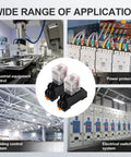 2 Pack Beefed Up Electromagnetic Power Relays With Red Indicator Light For Industrial And DIY Projects Flame Retardant PBT Terminal Base And PC Housing Superior Electrical Insulation Heat And Chemical Resistance Long Lasting Reliability in industrial control panel