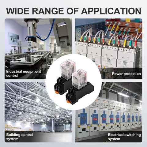 2 Pack Beefed Up Electromagnetic Power Relays With Red Indicator Light For Industrial And DIY Projects Flame Retardant PBT Terminal Base And PC Housing Superior Electrical Insulation Heat And Chemical Resistance Long Lasting Reliability in industrial control panel