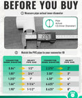 Digital caliper measuring a PVC pipe with instructions for matching connector ID for Durable 2 Inch PVC Pipe 2 Pack 17 Inch Length Schedule 40