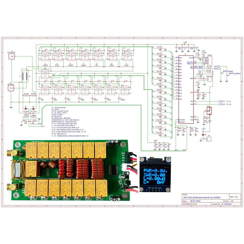 ATU-100 Automatic Antenna Tuner Kit For 1.8 To 50 MHz With 0.96 Inch OLED Display SMT Soldered Components Unassembled DIY Diagram