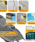 High Elasticity Concrete Crack Filler Sealant For Driveways, Walkways, And Patios, Self Leveling Waterproof Caulking Glue For Outdoor Concrete Joint Repair, Long Lasting Flex That Moves With Ground, Two Pack shown repairing various cracks.