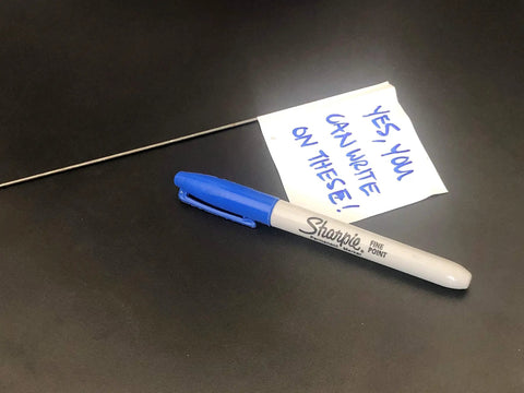 White Marking Flags With 15 Inch Wire Staffs, 2.5-Inch By 3.5-Inch High Visibility Flags For Utility Lines, with marker