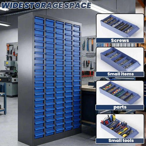 100 Drawer Parts Cabinet With Shelves And Label Stickers Bolt And Nut Organizer For Garage Or Shop Pro Grade Steel Tool Storage Cabinet