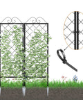 Two Pack Metal Garden Trellises For Climbing Plants 53.5 Inch Tall Plant Support Fence Trellis For Flowers And Vegetables Powder Coated Rustproof And Weather Resistant Includes Aluminum Ground Stakes with climbing plants