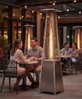 Durable Outdoor Propane Pyramid Patio Heater With Waterproof Cover And Wheels, 88 Inch Quartz Glass Tube, 48,000 BTU For Deck And Backyard