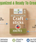 Top Shelf Bulk 300 Count Natural Wood Craft Sticks Measuring 4.5 Inches Long Featuring A Splinter Free Finish For Hassle Free Weekend Builds Ready To Go storage box with 300 pieces.