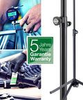 Hands Free Harmonica Holder With Adjustable Neck Frame For Musicians Industry Standard Go To Sturdy Harp Stand Fits Most Harps Pro Grade German Made Black close-up showing quality inspection and 5-year warranty.