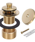 No Sweat Lift Turn Tub Drain Trim Kit With One Hole Overflow Faceplate Brushed Gold components including drain and gasket