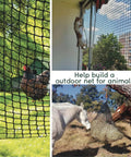 Heavy Duty Nylon Golf Practice Net For Indoor And Outdoor Use, featuring a backyard scene with various animals.