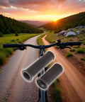 Dual Length Bike Handlebar Grips Set Long And Short Anti Slip TPR Rubber Grips for Mountain and Road Bikes at sunset