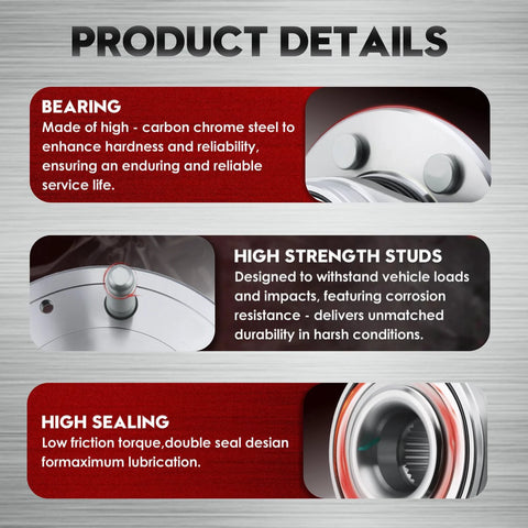 Product details showing bearing, high strength studs, and sealing for Rear Wheel Bearing And Hub Assembly Fits 2007 2018 Altima 2009 2019 Maxima 2015 2016 Murano 2013 2019 Pathfinder 2013 JX35 2014 2019 QX60 2011 RVR 5 Lug With ABS Rear Left Or Right.