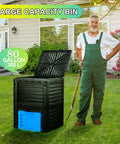 80 Gallon Garden Compost Bin Made From Durable PP Material Easy Assembly With Vented Design For Faster Fertile Soil shown in yard