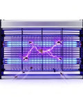 Indoor Outdoor Bug Zapper With Removable Washable Tray And Powerful Grid Trap For Flies Mosquitoes Gnats Moths And Other Flying Pests Easy Clean Insect Zapper For Home Kitchen Camping Dual Wavelength LED Attraction, shown with electric grid and purple light