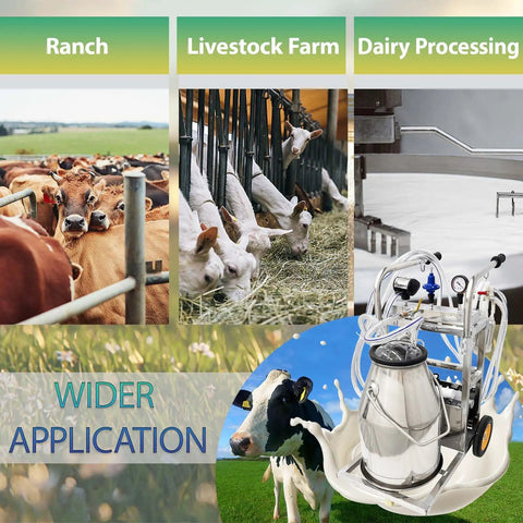 Oil Free Vacuum Milking Pump With 110V Electric Pro Grade Milker 25L Stainless Steel Bucket Portable Cow And Goat Milking Machine 