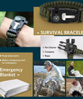13 In 1 Survival Gear Kit For Outdoorsmen Dad Gift Tactical 13 In 1 Set Includes Survival Bracelet with Compass and Fire Starter