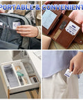Icepac Lens Wipes for Eyeglasses; 500 pre-moistened, individually wrapped; shown in bag, wallet, drawer, and pocket.