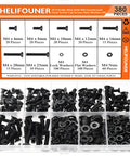 380 Piece M4 Socket Cap Screws Set With Countersunk Heads, Full Thread, Includes Hex Nuts, Lock Washers And Flat Washers Kit