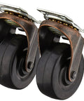 Two-Pack 2-Inch Medium-Duty Plate Casters With Swivel Soft Rubber Wheels 80-Lb Load Capacity Double Ball Bearing Copper Oxide Finish