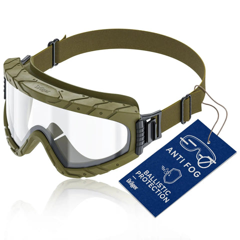 Olive Xpect 4900 Safety Goggles with dual-layer lenses, anti-fog, anti-UV, ANSI Z87.1 certified for work or personal use, front view.