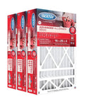 Three-pack of Furnace And HVAC Air Filter 16 By 25 By 4 Inches MERV 11 For Allergy Relief And Clean Air in packaging.