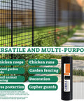 Heavy Duty Hardware Cloth One Half Inch Mesh 36 By 50 Ft Black Vinyl Coated 19 Gauge Chicken Wire Fence Roll displayed outdoors