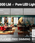 Office with installed 1 By 2 Foot LED Flat Panel Light With No Fuss 5CCT Color Temperature 2700K To 5000K, 2000 Lumens, 22W, Dimmable
