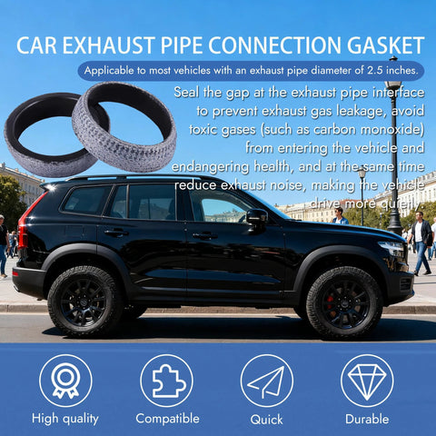 Two-piece 2.5-inch graphite exhaust donut gasket set for SUV/Truck, Amazon-brand, high-temperature, front view