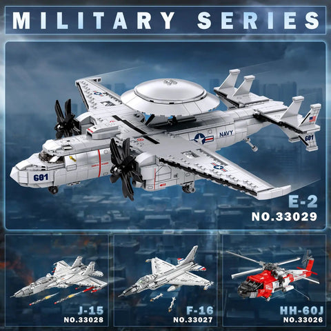 E-2 Hawkeye Military Airplane Building Set 1126 Pieces For Adults And Teens Dope Fighter Jet Model Kit With Radar Dome Foldable Wings And Anti Slip Tires Realistic Display Decor Gift in retail packaging