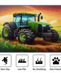 Construction Vehicle Rug 5x6 Foot Non Slip Low Pile Area Rug Machine Washable For Living Room Bedroom Kitchen Durable Kid Friendly Carpet With Dope Colors And Exquisite Pattern For Boys Rooms And Play Areas depicting tractor on green field