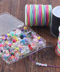 1.2mm Elastic Bead Cord For Jewelry Making, Rainbow Stretch String For Pony Beads, Kandi Bracelets, 100 Yards alongside colorful beads
