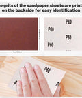 1/4 Sheet Sandpaper Pack 4.5 By 5.5 Inches P60 Red Aluminum Oxide Plain Backing 50 Sheets For DIY Woodworking And Metal Finishing