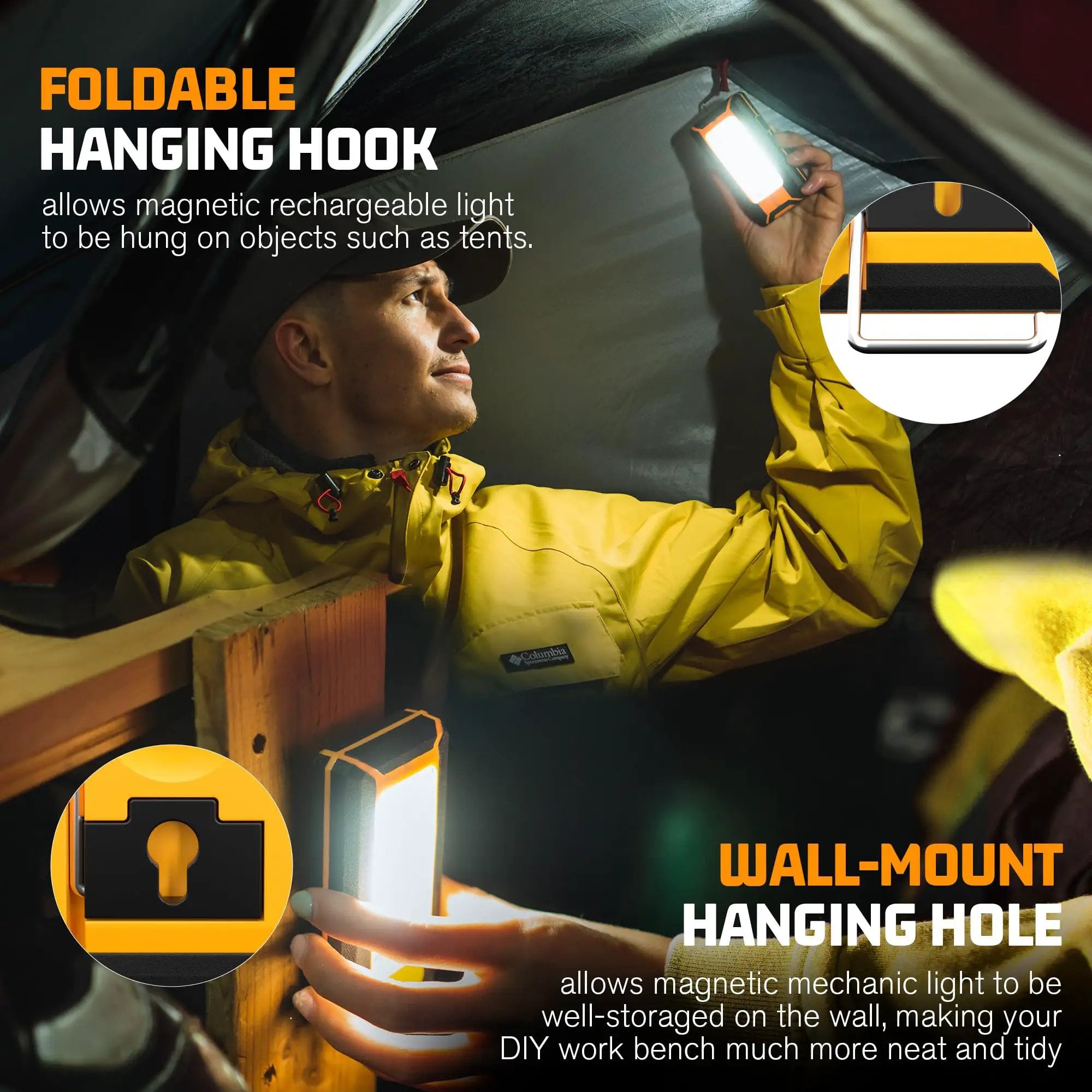 Two Pack 40W 1600LM LED Work Lights, Rechargeable, ✓