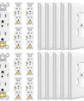 Built Tough 20 Amp Tamper Resistant Duplex Receptacle Outlet 10 Pack Snaps Into Place With Matching Wall Plates, white, smooth back, includes 10 outlets and wall plates.