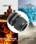 Close-up of Ten Pack 1 Inch NPT Nylon Cable Gland IP68 Waterproof Adjustable Cable Gland For Junction Boxes And Panel Wiring