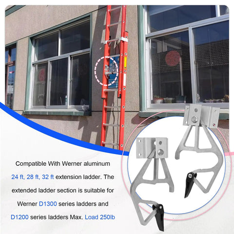 Extension Ladder Lock Kit For 28-11 Rungs, Compatible With 24 To 32 Ft Aluminum And Fiberglass Ladders, No-Fuss Easy Install Rung Locks, Durable Heavy-Duty Locking System For Safer Heights And Quick, Reliable Setups. on red extension ladder