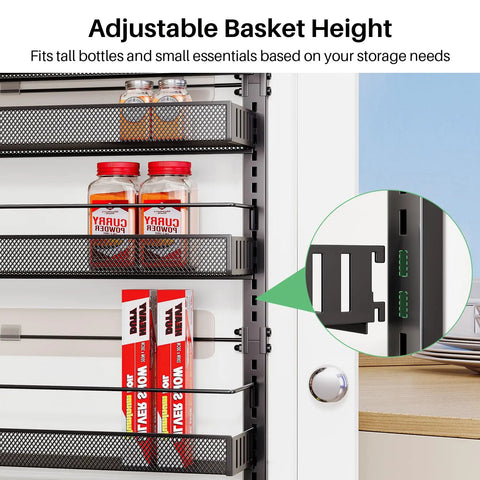 Eight Tier Over The Door Organizer With Adjustable Baskets For Bathroom Closet Storage Heavy Duty Hanging Rack Black Zero Hustle Setup Saves Major Square Footage And Keeps Your Entire Home Looking Crisp