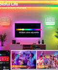 Smart Plug In Pendant Lamp with remote control, woven paper shade, RGB bulb, enhancing colorful living spaces.