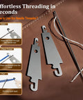 Illustration showing needle threader from Mini Travel Sewing Kit For Adults And Beginners Big Eye Steel Needles For Easy Threading 43 Piece Hand Sewing Set In Ultra Compact Pocket Case Grab And Go Convenience Great For Quick Repairs DIY Craft Projects And Mending
