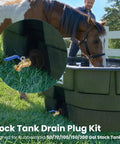 Drain Plug Kit For Stock Tanks That Fit Rubbermaid 50 70 100 150 And 300 Gallon Models, Brass Hose Faucet Connector close-up