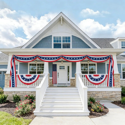 Red White And Blue Vibe Patriotic Flag Bunting Outdoor Door Decor 20ft To 25ft For Memorial Day And Fourth Of July 250th Anniversary