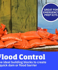 Heavy Duty Sand Bags With Tie Strings For Flood Control, Woven Polypropylene Sandbags, 50 Lb Capacity, 14x26 Inches, orange barrier