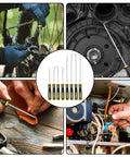 8 Piece Pick And Hook Tool Set For Auto Mechanics used for bike repair, automotive work, leather craft, and electronics maintenance.