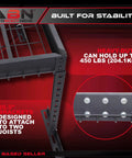 Overhead Garage Storage Rack Ceiling Mounted for Quick Space Saving Organization of Tools Totes and Gear Durable Steel Bracket